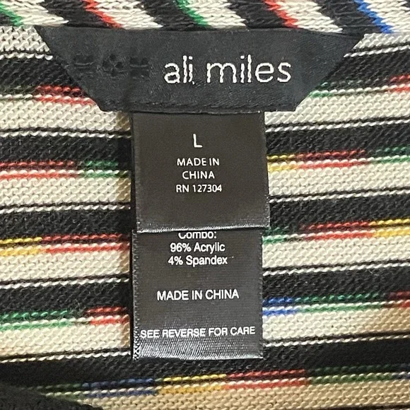 Ali Miles Sweater Womens Large Multicolor Lagenlook Artsy Colorful Pocket Cowl L - Picture 10 of 16